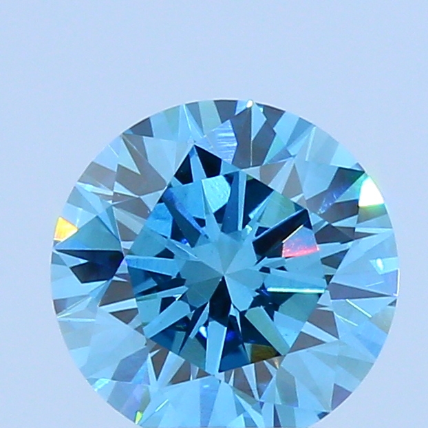 Actual 1.69 carat Vivid Blue Round lab-grown diamond