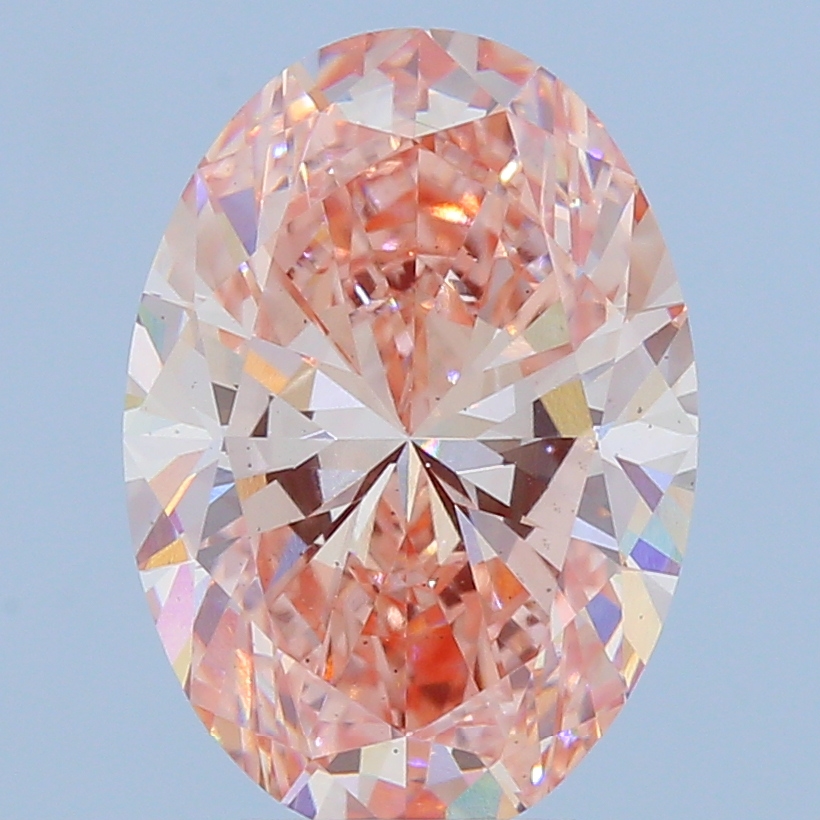 Actual 4.01 carat Fancy Intense Pink Oval lab-grown diamond